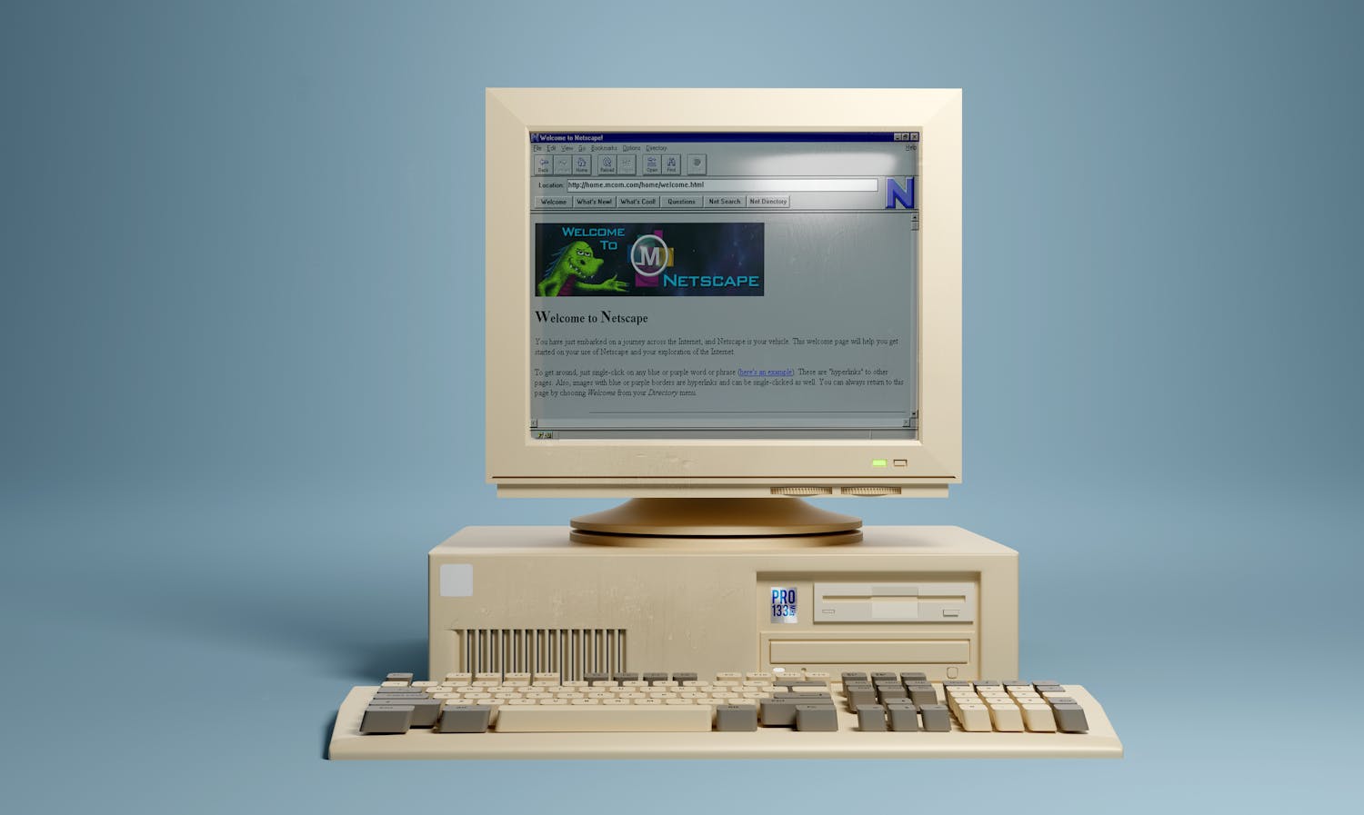 Gamle dage: Midt i 1990'erne så computerne ud som denne veteran, og med Windows 3.1 installeret på harddisken kunne man hente browseren Netscape Navigator.